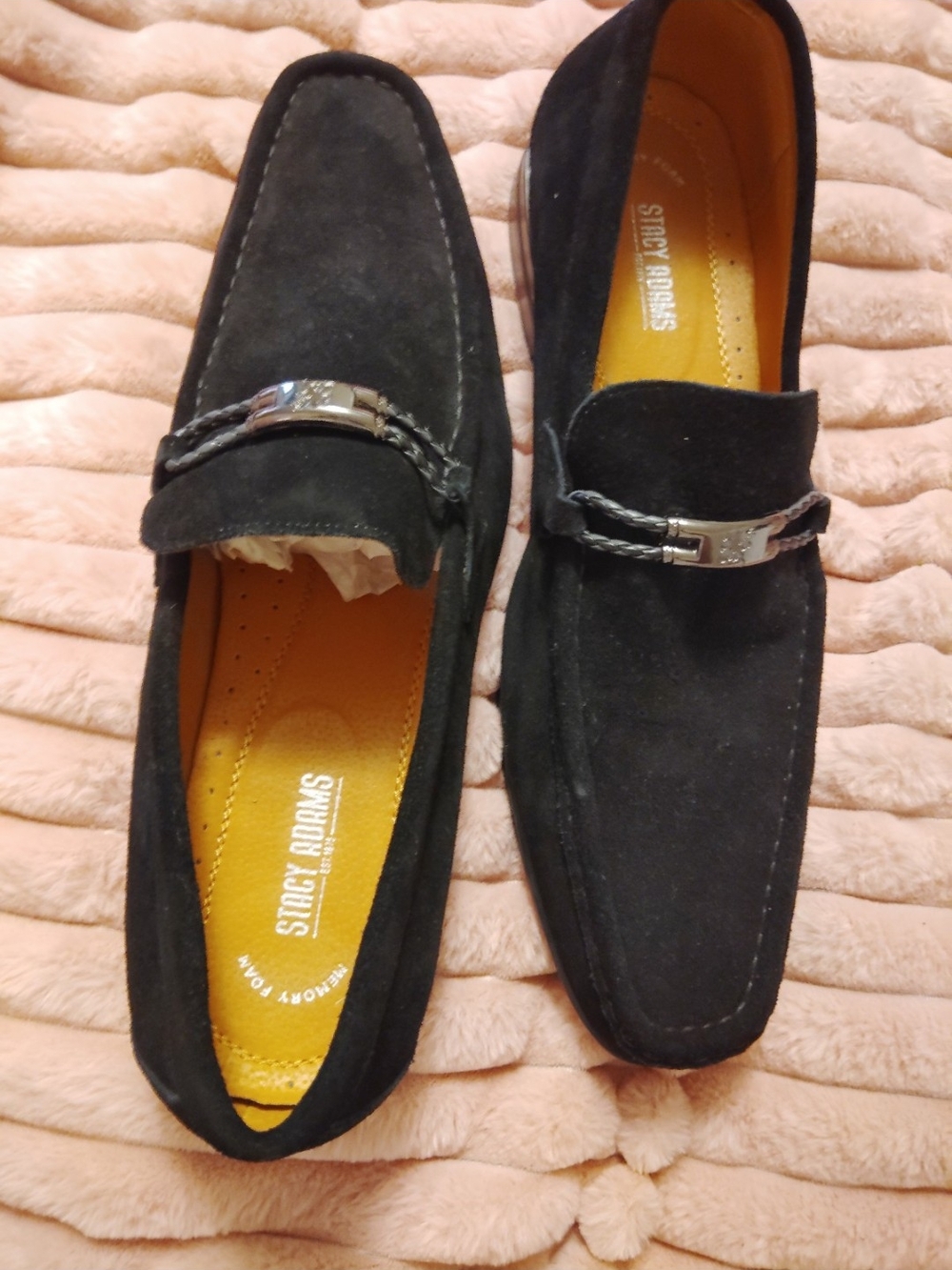 Stacy Adams Men’s Black Suede Slip-On Loafers